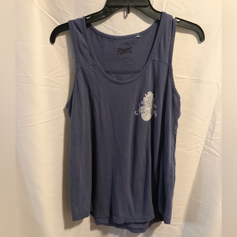 Women's Blue Tank Top with White Design